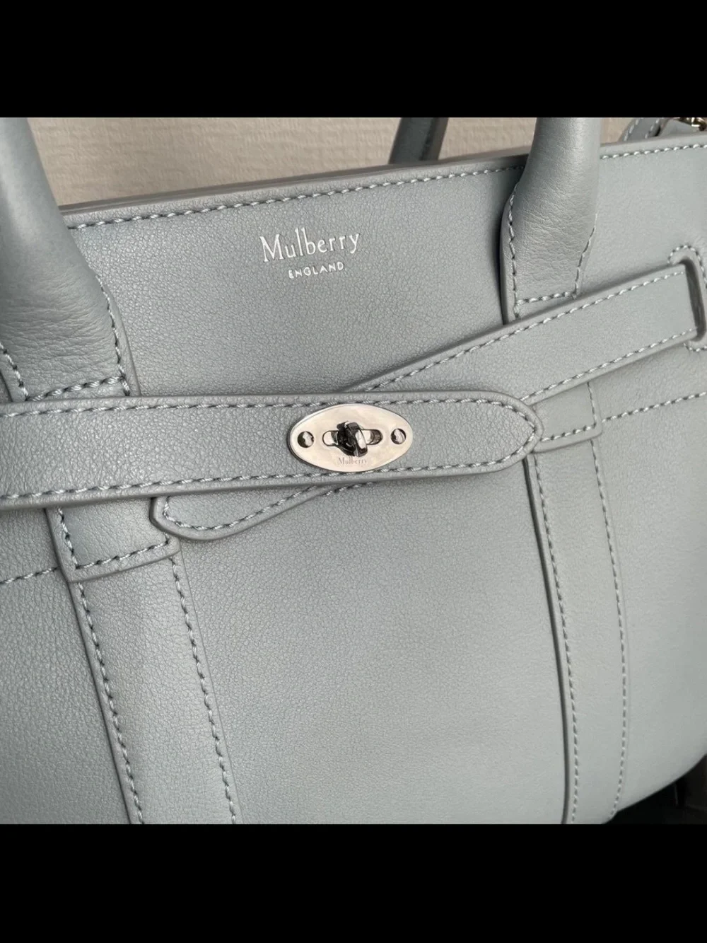 Mulberry Light Blue Leather Satchel with Postman's Lock